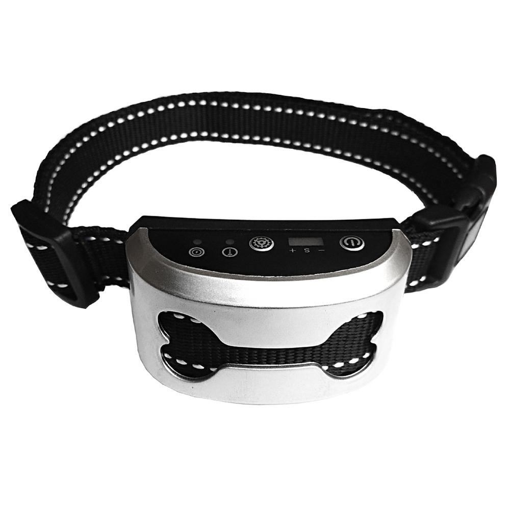 Antibellhalsband in der Farbe weiß mit der Abbildung eines Hundeknochen auf der Front.