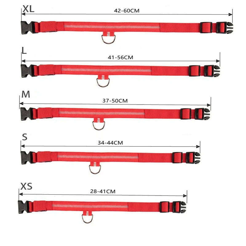5 verschiedene Halsbandlängen wie XL= 42-60cm, L= 41-56cm, M= 37-50cm, S= 34-44cm,, XS= 28-41cm